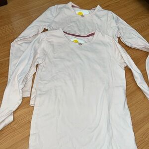 2 Mini Boden Soft Pink Long Sleeve Shirts , Sz 11-12 Y